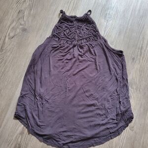 American Eagle Dark Gray Sleeveless Top with Crochet Detail